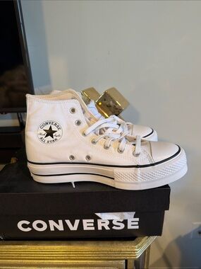 Converse White High Top Platform Sneakers